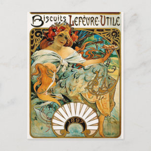 Carte postale : Mucha - Biscuits Lefevre Utile