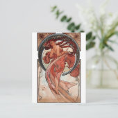 Carte Postale Mucha dame art déco (Debout devant)