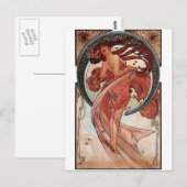 Carte Postale Mucha dame art déco (Devant / Derrière)