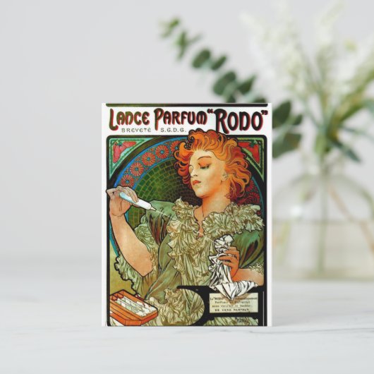 Carte Postale Mucha Lance Parfum Rodo (Debout devant)