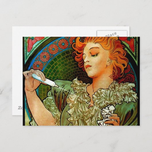 Carte Postale Mucha Lance Parfum Rodo (Devant / Derrière)