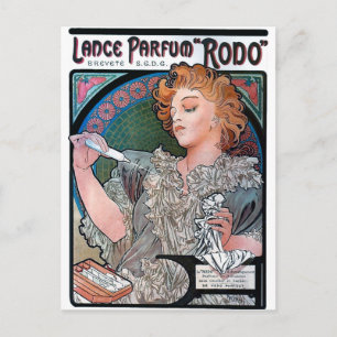 Carte Postale Mucha Lance Parfum Rodo publicité parfum