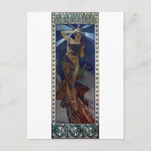 Carte Postale mucha star du matin affiche art nouveau femme (Devant)
