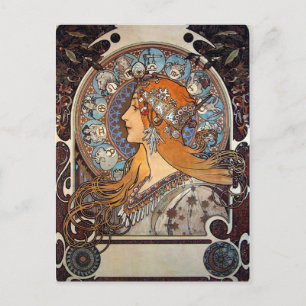 Carte Postale Mucha Vintage Astrologie Art Nouveau
