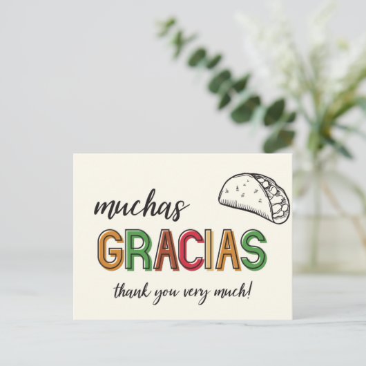 Carte Postale Muchas Gracias Taco Merci Beaucoup (Debout devant)