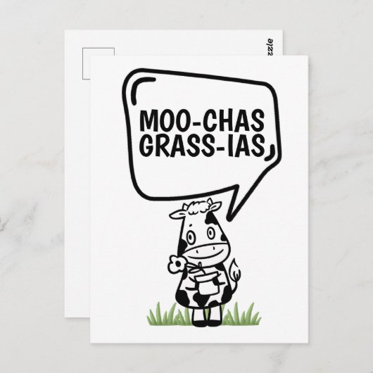 Carte Postale Muchas Gracias Vache Thème Beaucoup de Merci Drôle (Devant / Derrière)