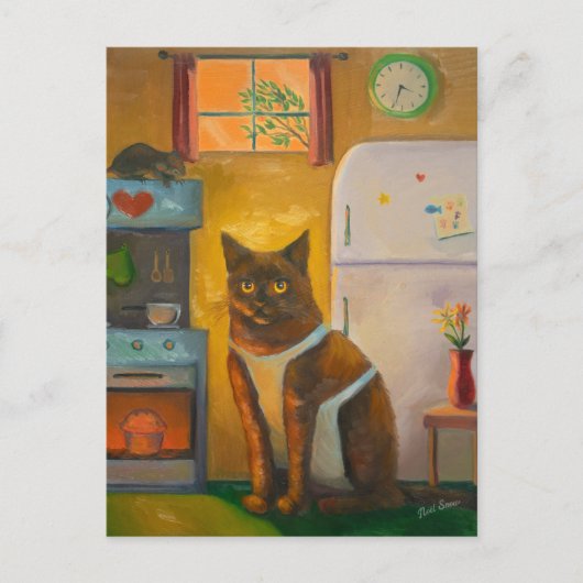 Carte Postale Muffin de cuisson de chats dans la cuisine du chal (Devant)