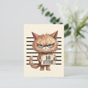 Carte Postale Mugshot de chat drôle et mignon