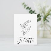 Carte Postale Muguet de mai personnalisé Fleur de naissance (Debout devant)