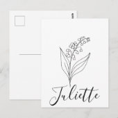 Carte Postale Muguet de mai personnalisé Fleur de naissance (Devant / Derrière)