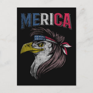 Carte Postale Mullet Eagle American Flag USA Redneck Bird 4e