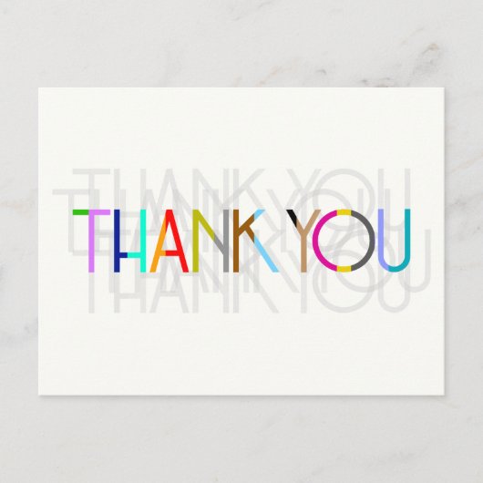 Carte Postale Multicolor Merci Typographie (Devant)