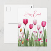 Carte postale multicolore Aquarell Oster avec tuli (Devant / Derrière)