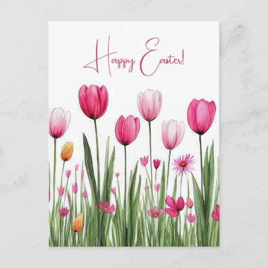 Carte postale multicolore Aquarell Oster avec tuli (Devant)