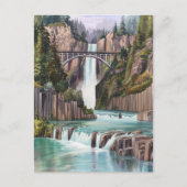 Carte Postale Multnomah Falls Watercolor Peinture (Devant)