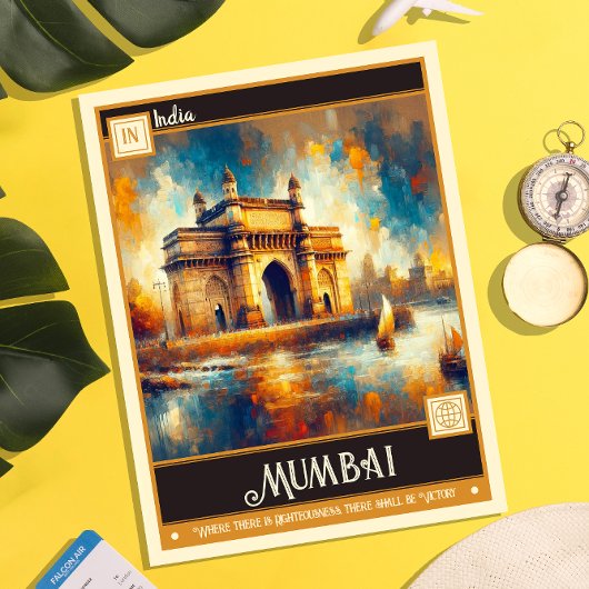 Carte Postale Mumbai, Inde | Peinture Vintage