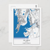 Carte Postale Mumbai India City Map Voyage simple (Devant / Derrière)
