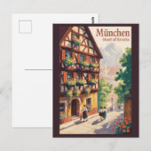 Carte Postale Munich Allemagne Bavière Illustration Voyage Art (Devant / Derrière)