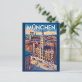 Carte Postale Munich Allemagne Illustration Art de Voyage Vintag (Debout devant)