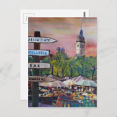 Carte Postale Munich Bavière Viktualienmarkt avec des panneaux (Devant / Derrière)