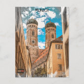 Carte Postale Munich coloré Allemagne Frauenkirche (Devant)