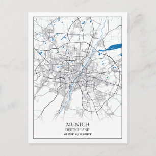 Carte Postale Munich Deutschland City Map Voyage simple