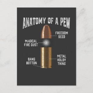 Carte Postale Munitions Pew Anatomy Funny Gun arme à puce