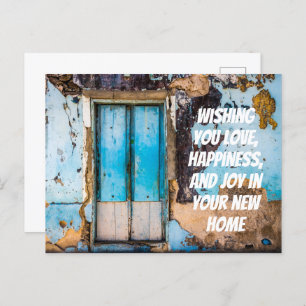 Carte Postale Mur bleu et porte nouvelle maison félicitations ca