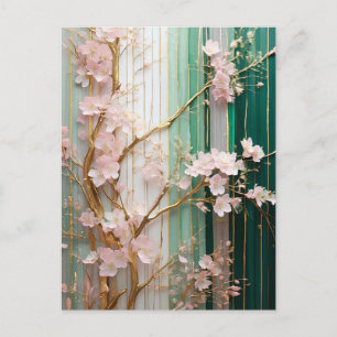 Carte Postale Mur de Cerisiers en Fleurs