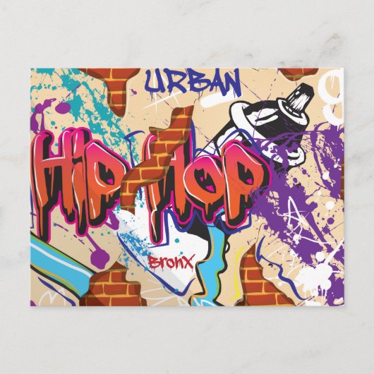 Carte Postale Mur de graffiti de hip hop urbain. (Devant)