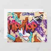 Carte Postale Mur de graffitis Hip hop urbains. (Devant / Derrière)