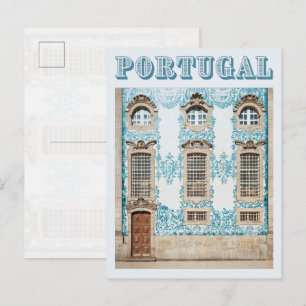 Carte Postale Mur de l'église Porto Azulejo, Portugal Voyage