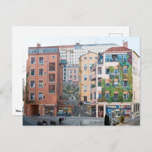 Carte Postale Mur des Canuts - Mur peint - Lyon (Devant / Derrière)
