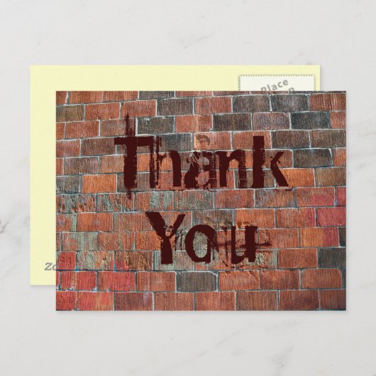 Carte Postale mur en brique Merci (Devant / Derrière)