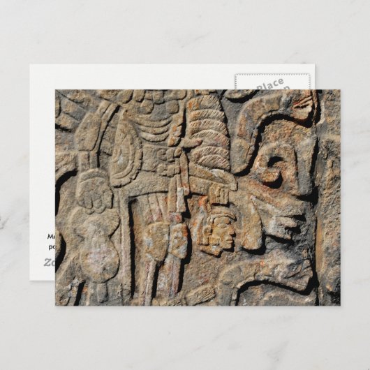 Carte Postale Mur maya en pierre de Chichen Itza (Devant / Derrière)