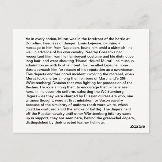 Carte Postale Murat à Borodino (Dos)