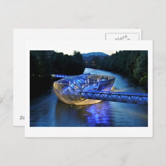 Carte Postale Murinsel futuriste (Mur Island), Graz, Autriche (Devant / Derrière)