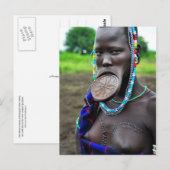 Carte Postale Mursi Femme avec plaque de lèvres et scarification (Devant / Derrière)