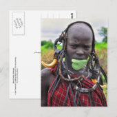 Carte Postale Mursi Girl with Leaf "Band-aid" (Devant / Derrière)