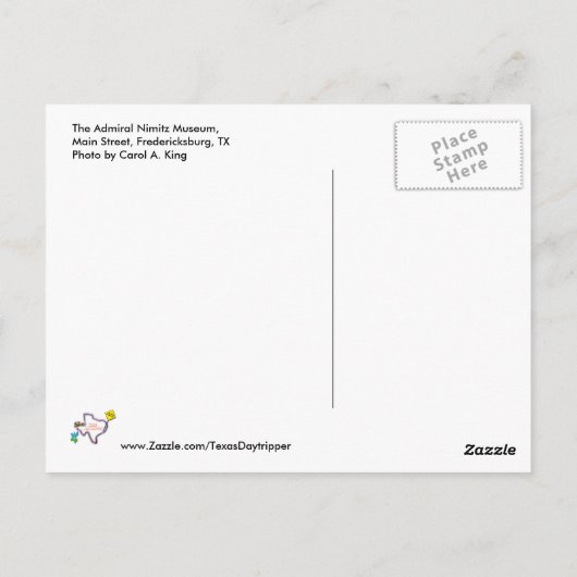 Carte Postale Musée Admiral Nimitz, Fredericksburg, TX (Dos)