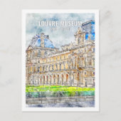 Carte Postale Musée du Louvre Paris France Aquarelle (Devant)