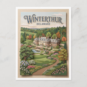 Carte Postale Musée, jardin et bibliothèque Winterthur Delaware