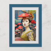 Carte Postale Mushroom Geisha Surreal Imaginaire Art (Devant)