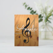 Carte Postale music emoc, rustic wood texture, personalized (Debout devant)