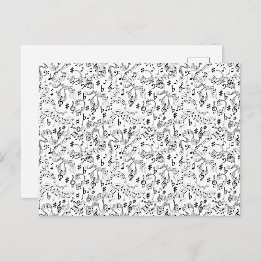 Carte Postale Music, notes musicales (Devant / Derrière)