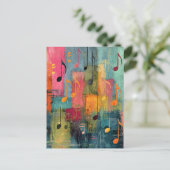 Carte Postale Musical Theme Abstract Art (Debout devant)