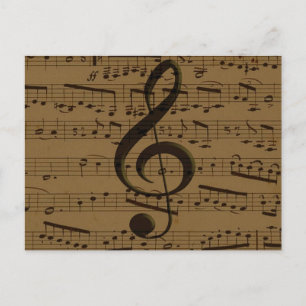 Carte Postale Musical Treble Clef Sheet Musique Classique