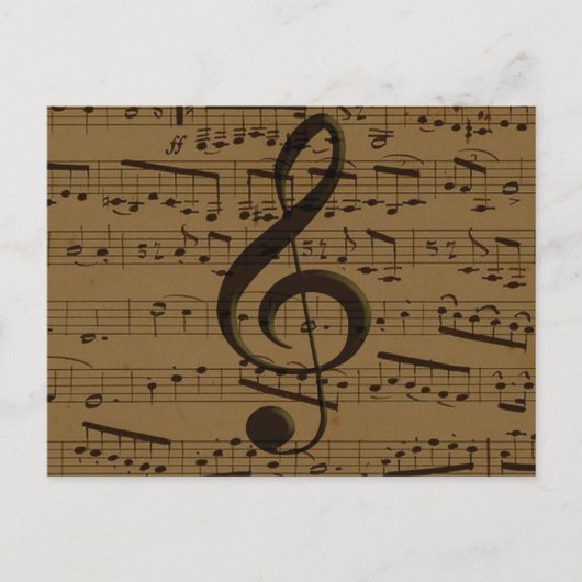 Carte Postale Musical Treble Clef Sheet Musique Classique (Devant)