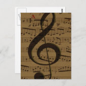 Carte Postale Musical Treble Clef Sheet Musique Classique (Devant / Derrière)