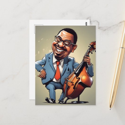 Carte Postale musiciens de jazz (Devant/Arrière en situation)